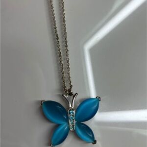 Elegant Blue Butterfly Pendant Necklace